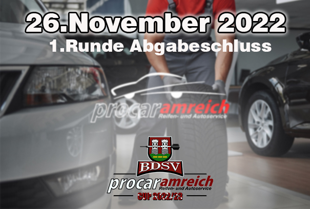 Abgabeschluss PROCAR CUP 1.Runde > 26.11.2022