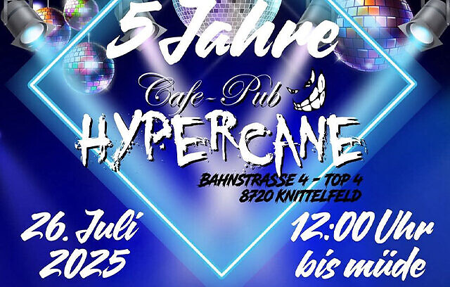 Einladung 5 Jahre Cafe Pub Hypercane