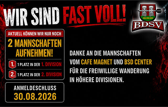 Wir sind fast Voll!!!